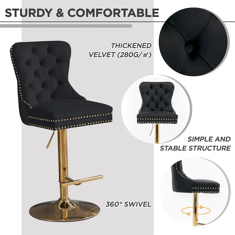 Contemporary Adjustable Thick Upholstered Swivel Counter Bar Stools - image 6