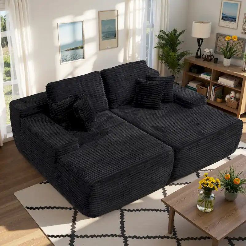 HOOOWOOO Modular Plush Corduroy Sectional Sofa with Cushions - image 5