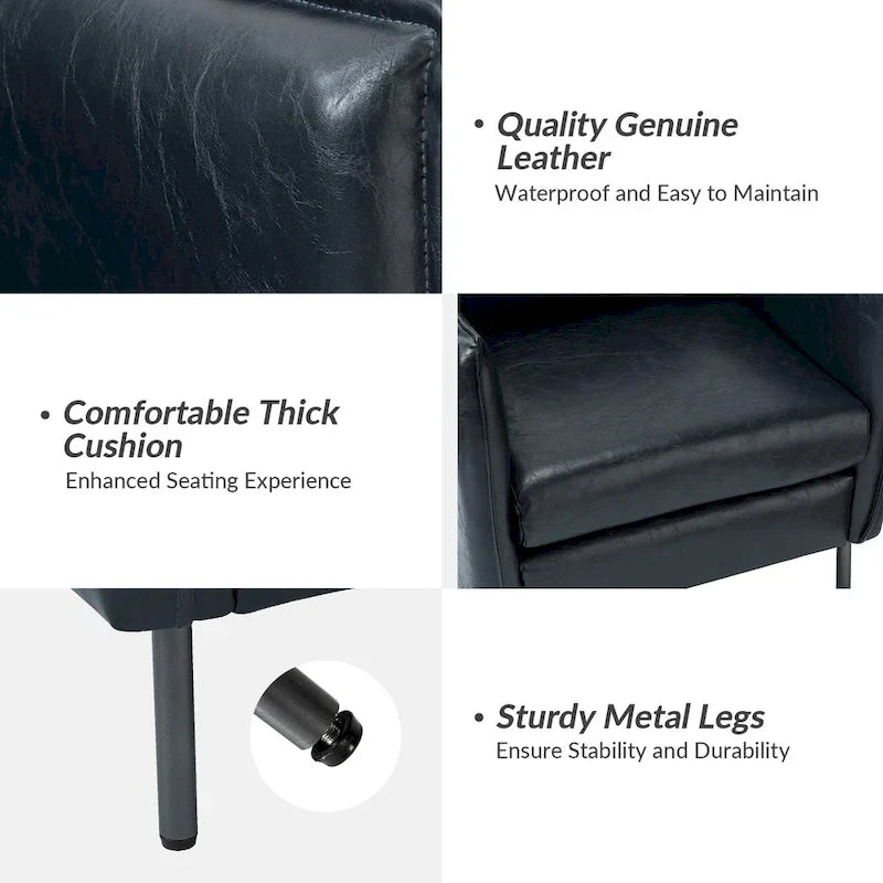 Set of 2 Jaime Modern Vegan Leather Accent Chairs with Metal Legs by HULALA HOME - image 26