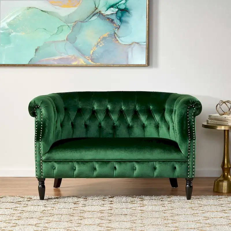 Milani Velvet Tufted Scroll Arm Loveseat by Christopher Knight Home - image 19