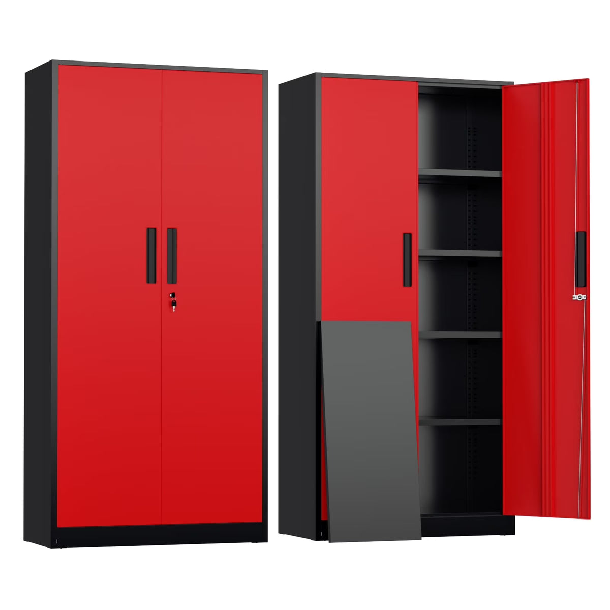 SOLAURA 71" Metal Garage Storage Cabinet with Locking Doors and Adjustable Shelves for Home, Office(Black) - image 3
