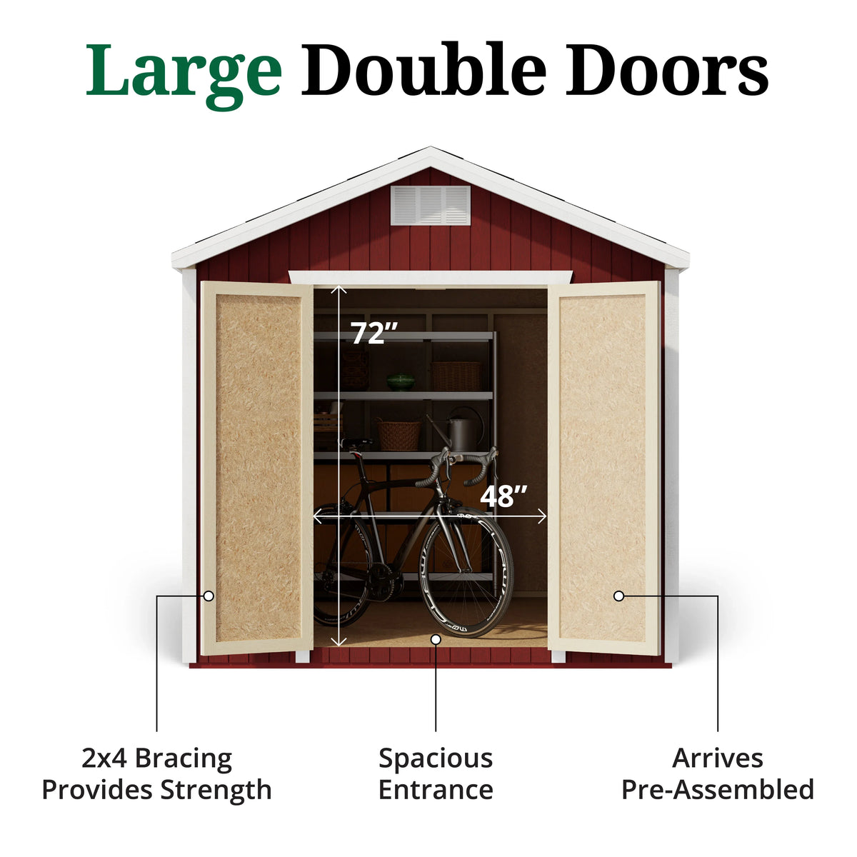 Little Cottage Co. 8x8 Classic Gable Shed, Outdoor Wood Storage Shed Do-It-Yourself Precut Kit - image 4