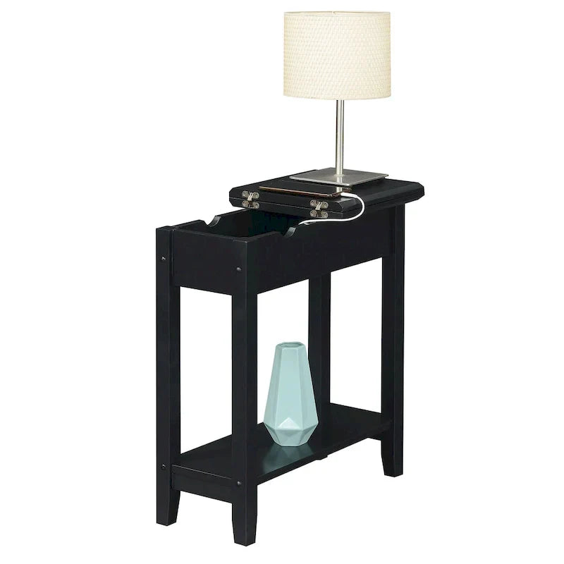American Heritage Flip Top End Table with Charging Station and Shelf by Convenience Concepts - image 11