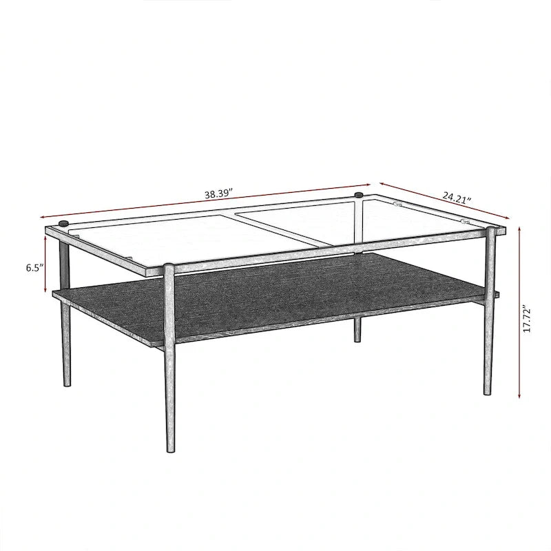 Modern Rectangular Coffee Table with Tempered Glass Surface for Living Room - image 9