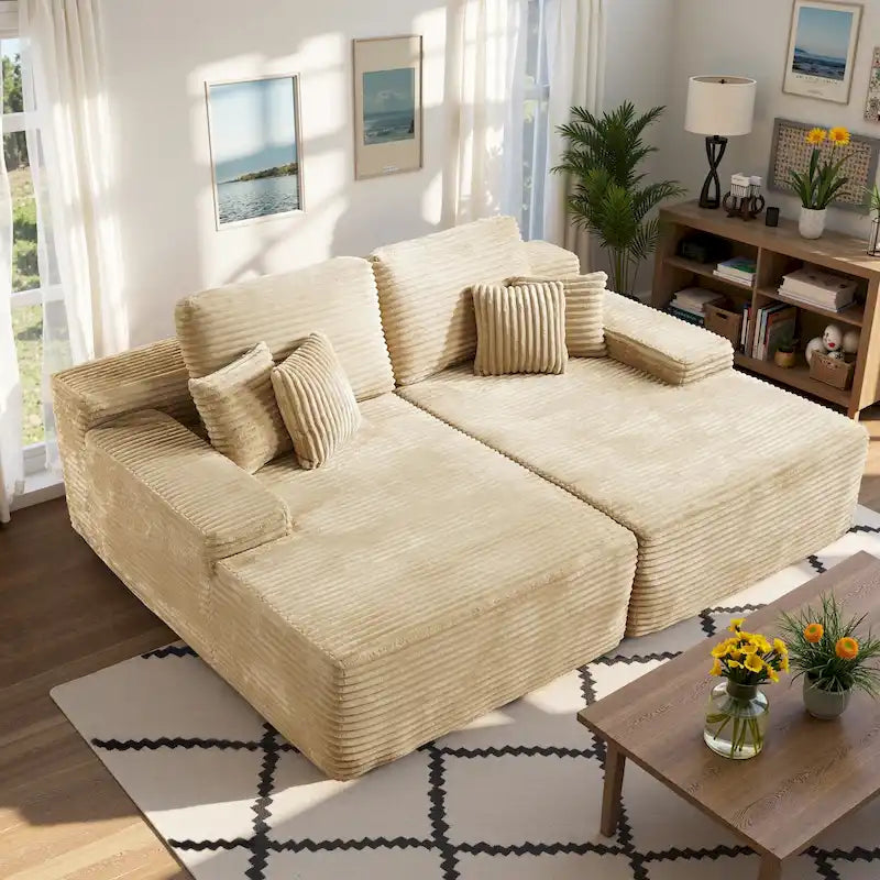 HOOOWOOO Modular Plush Corduroy Sectional Sofa with Cushions - image 6