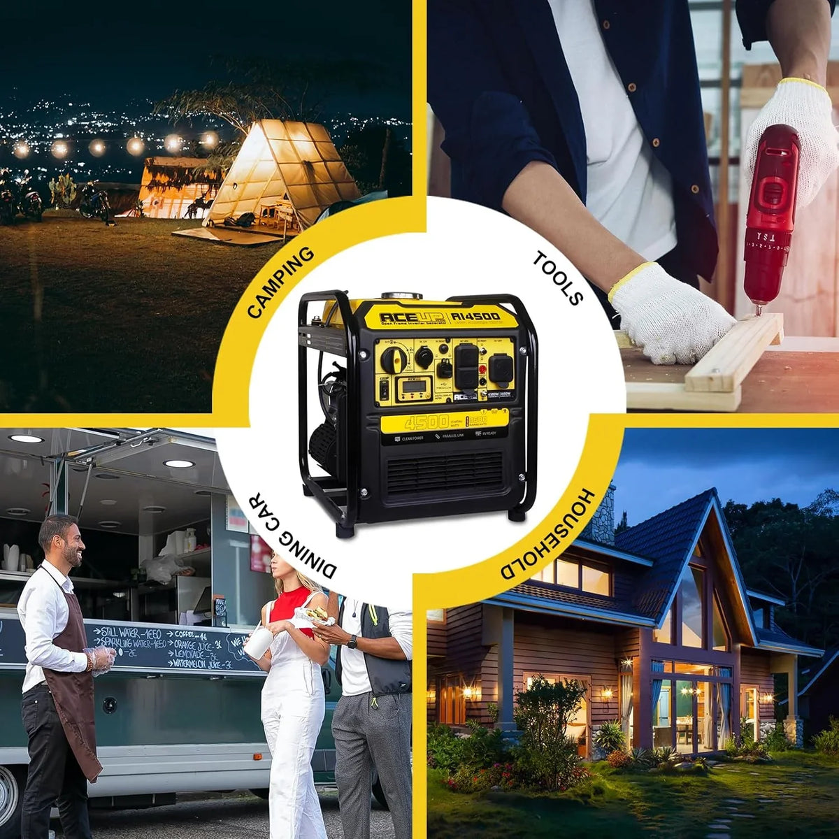 Aceup Energy 4500 Watt Open Frame Inverter Generator, Gas Generator 223CC RV-Ready, 4000W Generator EPA Compliant - image 4