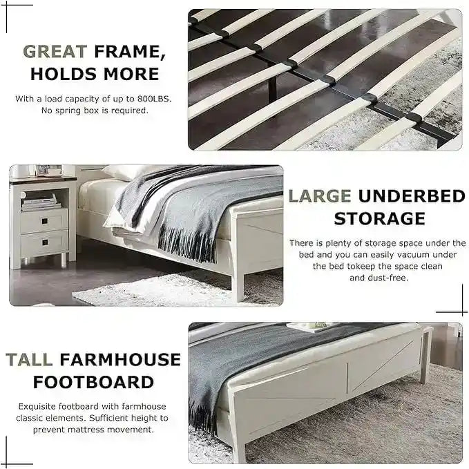 Farmhouse Full Bed Frame with Storage Shelves and Built-in Charging Station - image 16
