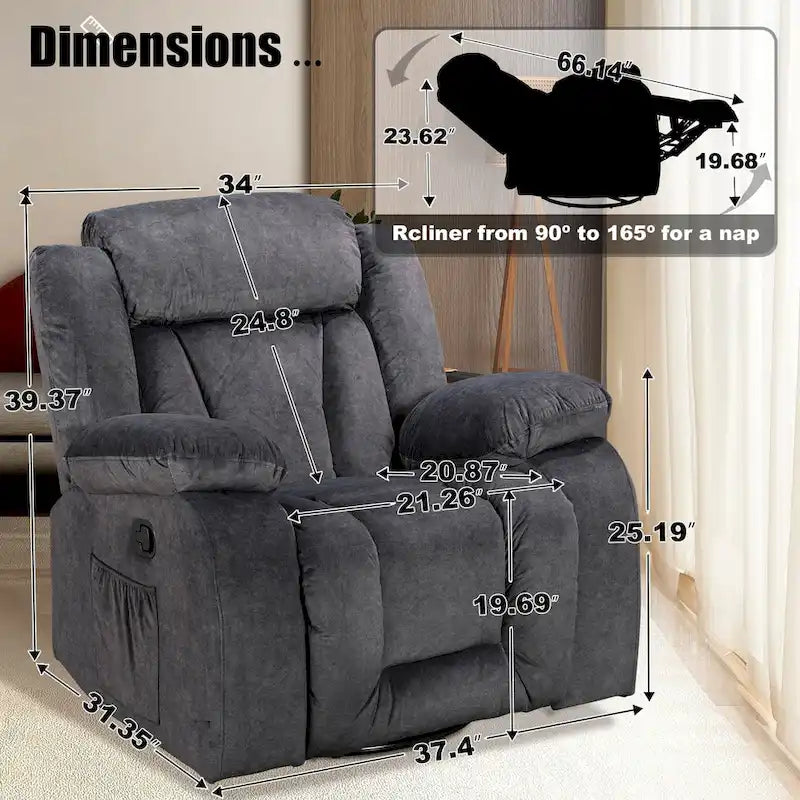 Upholstered Recliner with Rocking and Swiveling Features - image 20