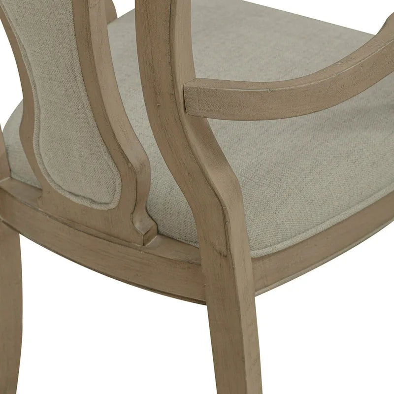 Set of 2 Magnolia Manor Weathered Bisque Upholstered Arm Chairs with Splat Back Design - image 9