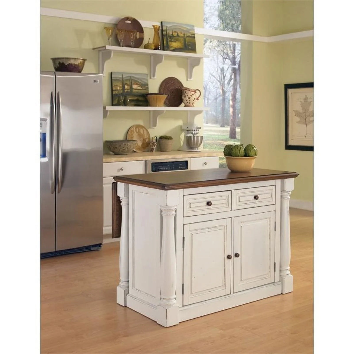 Bowery Hill Antiqued Kitchen Island in Antiqued White - image 2
