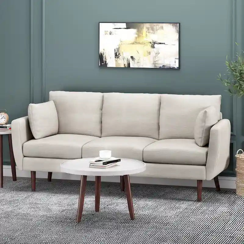 Contemporary 76.5-Inch 3-Seater Sofa with Birchwood Legs and Cushions - image 14