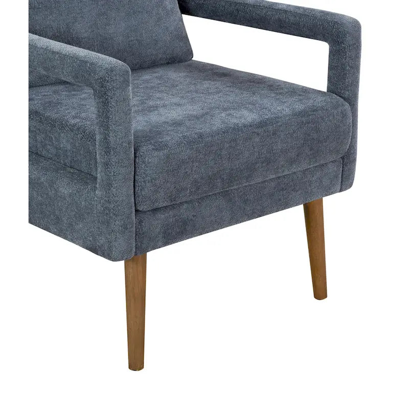 Soft Cushion Blue Chenille Upholstered Armchair - 25.98" Height - image 6