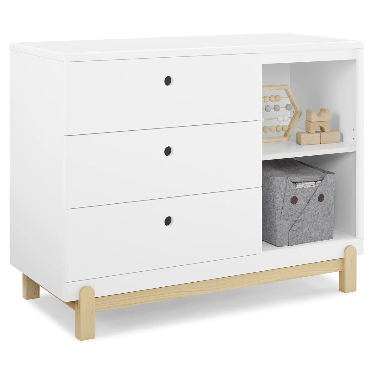Delta Children Poppy 3 Drawer Dresser with Cubbies and Interlocking Drawers, Bianca White/Natural - image 9