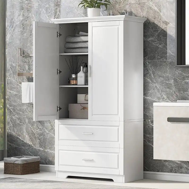 2-Door Bathroom Storage Cabinet with Drawers and Adjustable Shelf - image 1