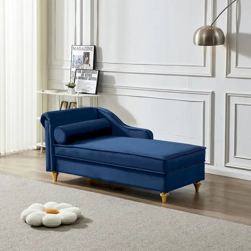 Contemporary Velvet Chaise Lounge Chair with Storage - image 16