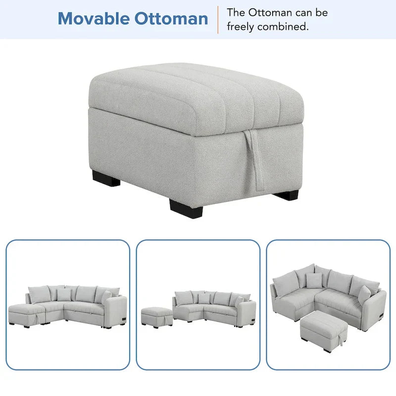 Roomfitters L-Shaped Sleeper Sofa with USB Ports, Power Outlets, and Versatile Storage Ottoman - image 23