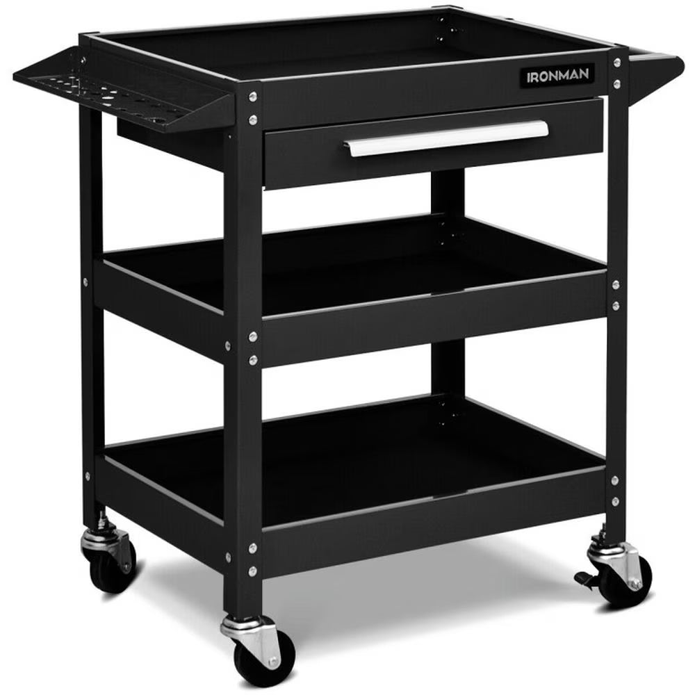 Spaco Rolling Tool Cart Mechanic Cabinet Storage ToolBox Organizer with Drawer-Black, Utility Cart on Wheels for Warehouse Garage Cleaning Office - image 1