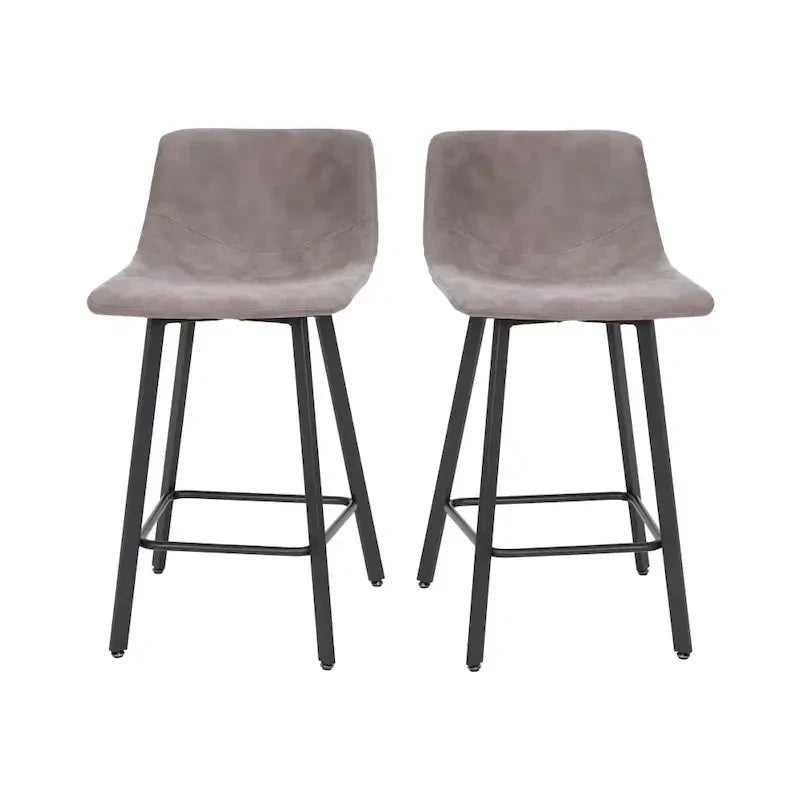 Pair of Armless Upholstered Metal Counter Stools - image 21