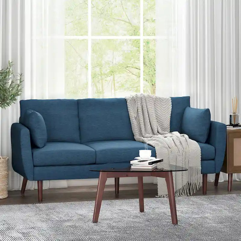 Contemporary 76.5-Inch 3-Seater Sofa with Birchwood Legs and Cushions - image 3