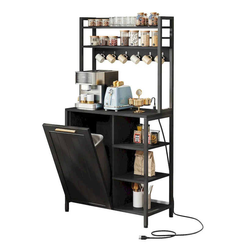 Moasis 6-Tier Kitchen Baker's Rack with Storage Shelves and Trash Can Cabinet Organizer - image 2