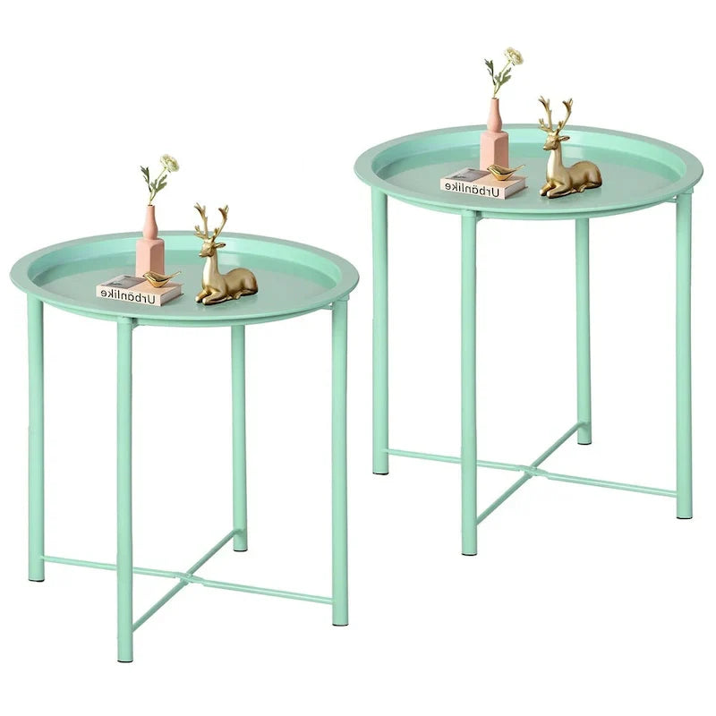 Javlergo Set of 2 Folding Round Steel TV Tray Tables - Compact Side Tables, No Assembly Needed - Dimensions: 18.5 x 18.5 x 19.7 in - image 15