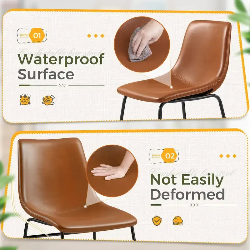 Set of 2 Homall Brown PU Leather Counter Bar Stools with Backrest and Footrest - image 5