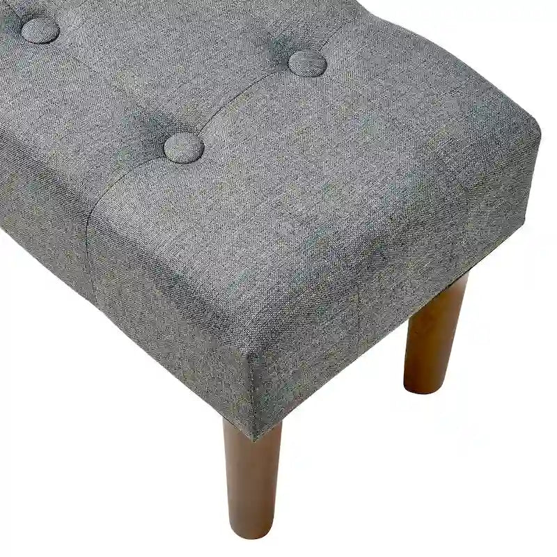 Set of 2 Small Linen Foot Stools with Legs - Rectangle Upholstered Ottoman Footrests - image 15