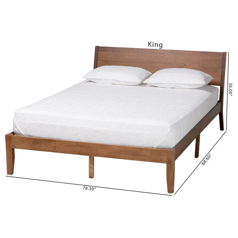 Salvatore Mid-Century Modern Walnut Brown Wood Platform Bed - image 11