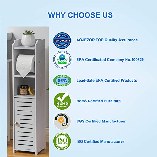 Toilet Paper Holder Stand, Storage Cabinet Beside Toilet for Small Space Bathroom - image 2