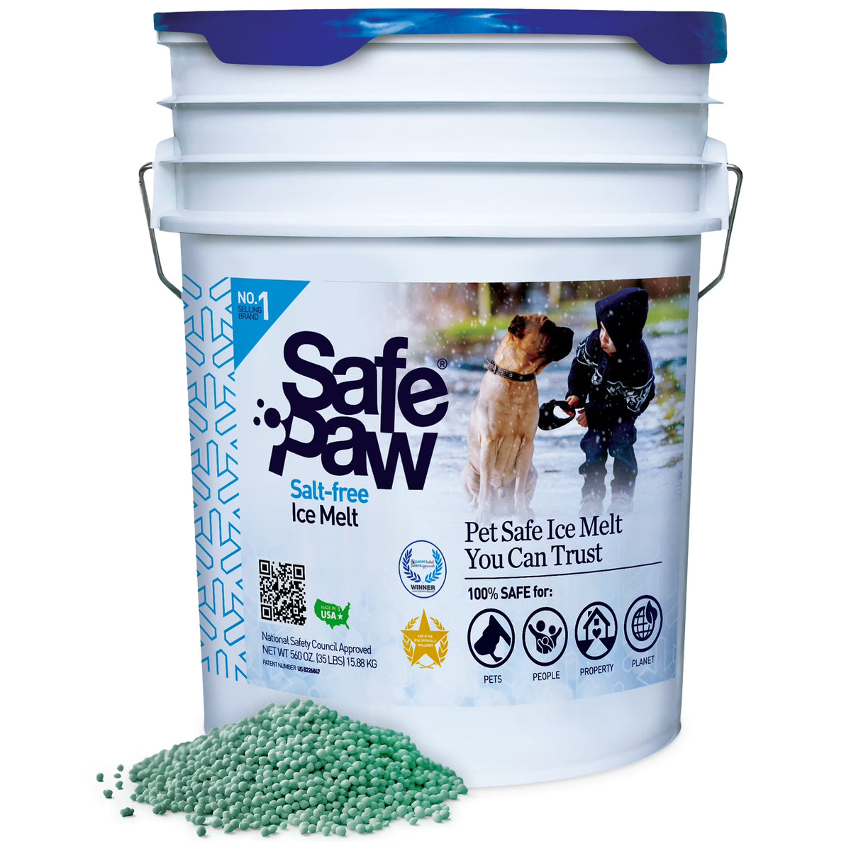 Safe Paw Pet Safe Ice Melt, 100% Salt and Chloride free with Traction Agent, Non-Toxic, Fast Acting, Lasts 3X Longer -C 35 Lbs - image 1