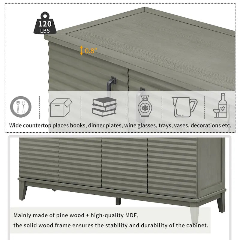 Large 4-Door Sideboard Buffet with Adjustable Shelves for Ample Storage - image 13