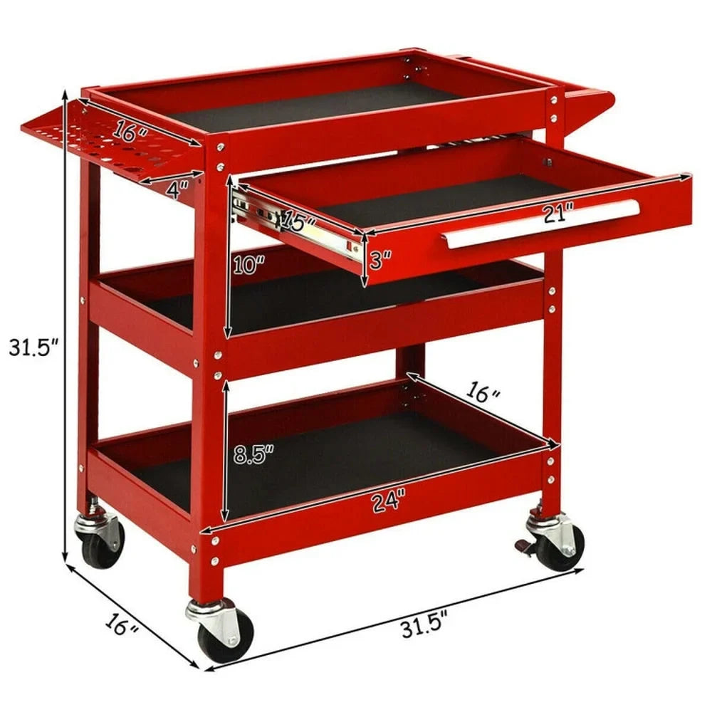 Spaco Rolling Tool Cart Mechanic Cabinet Storage ToolBox Organizer with Drawer-Black, Utility Cart on Wheels for Warehouse Garage Cleaning Office - image 13