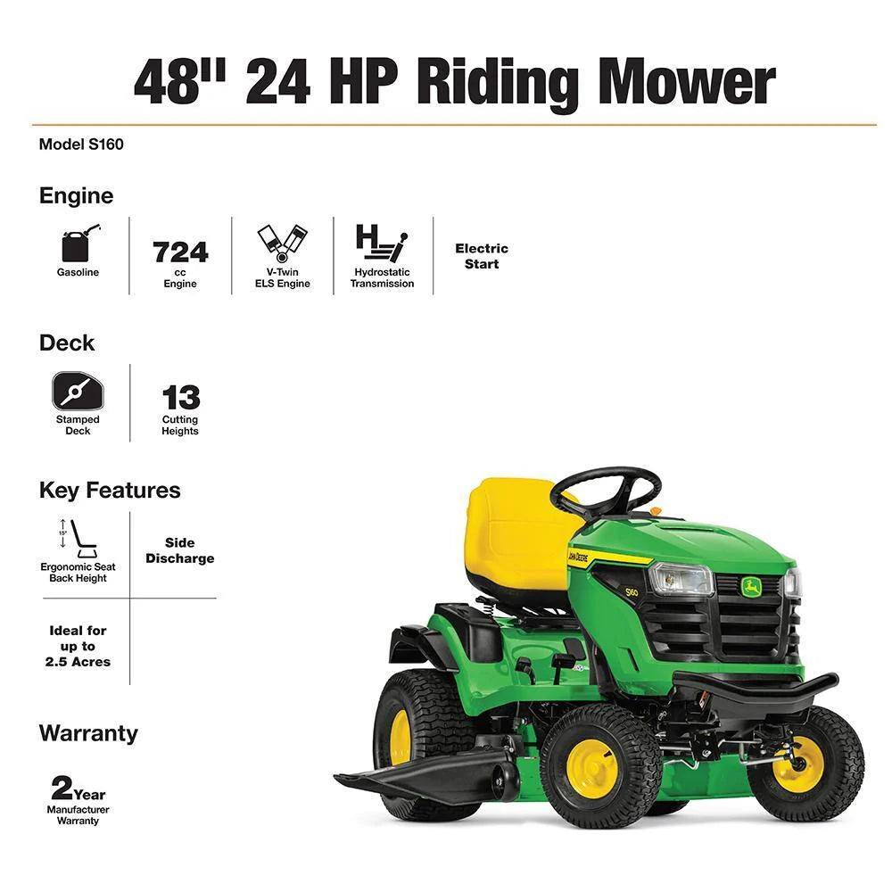 48-Inch 24 HP V-Twin Hydrostatic Riding Lawn Tractor - Model S160 - image 2