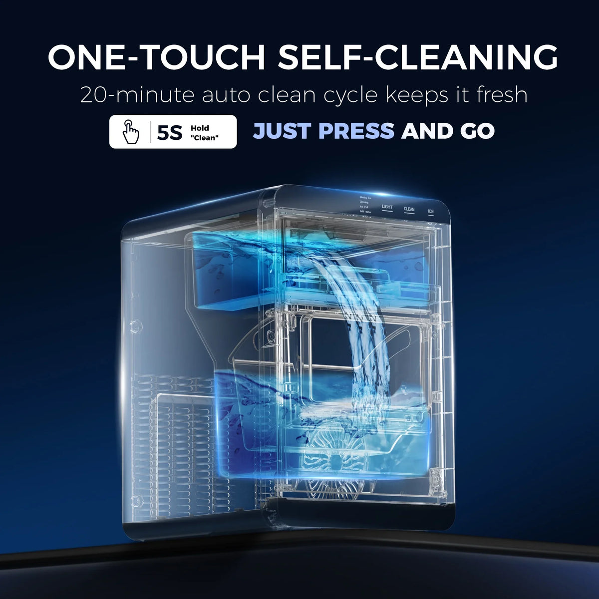 Simzlife Nugget Ice Maker Countertop, 44.9lbs per Day Chewable Pebble Nugget Ice Machine with Touch Screen for Home, Kitchen, Office, Stainless Steel, Black - image 8