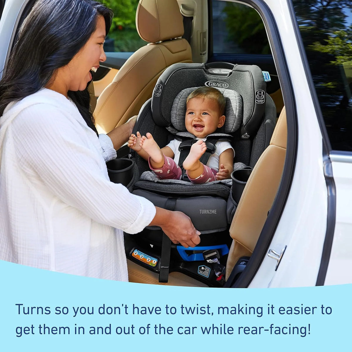 Graco Turn2Me 3-in-1 Convertible Car Seat, Rotating, Rear & Forward-Facing, Highback Booster, SnugLock, Cambridge - image 3