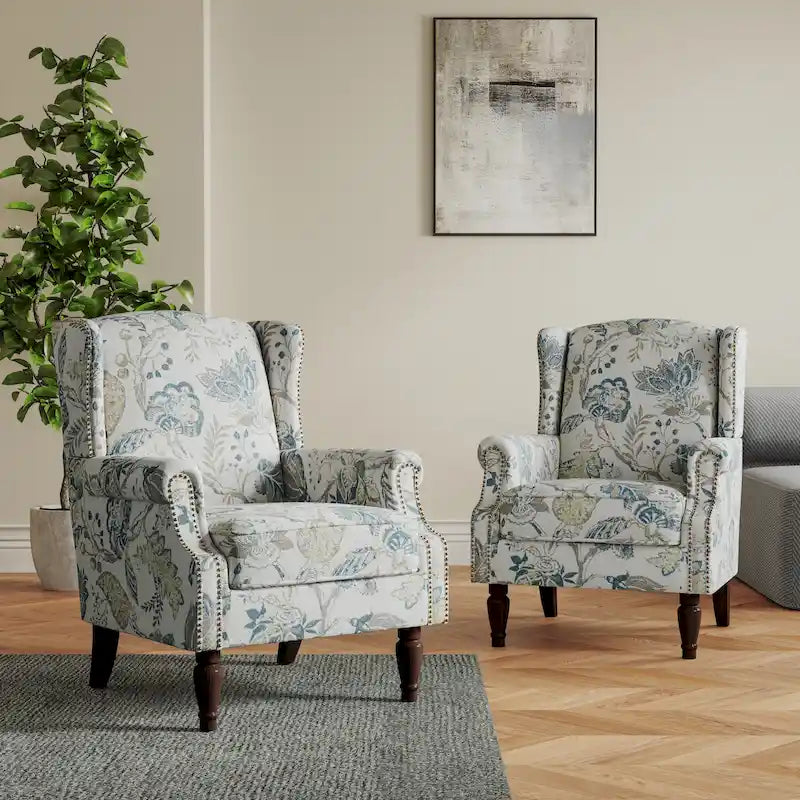 Pair of Stylish Upholstered Accent Chairs with Patterns for Living Room - image 10