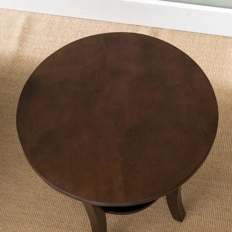 Round Side Table with Shelf and Solid Wood Construction - image 17