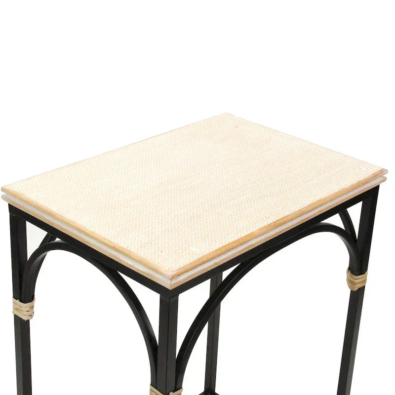 Claudette Set of 2 Rectangle Side Tables with Rattan Accents in Wood and Metal - image 10