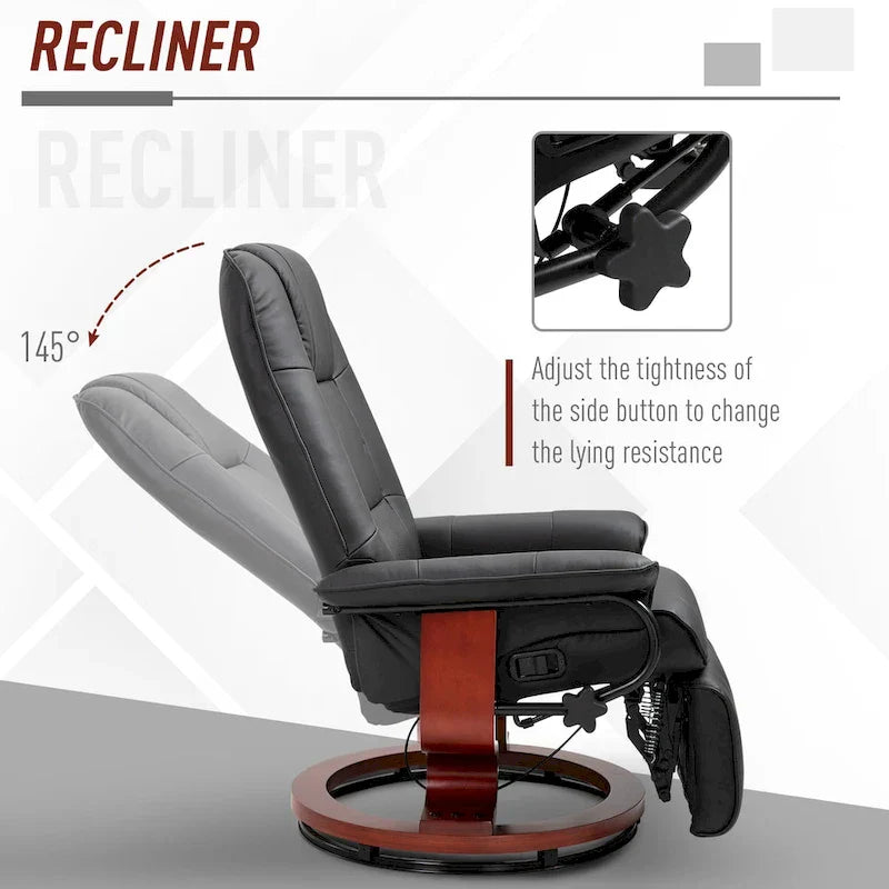 HomCom Faux Leather Adjustable Manual Swivel Base Recliner Chair with Comfortable and Relaxing Footrest - image 28