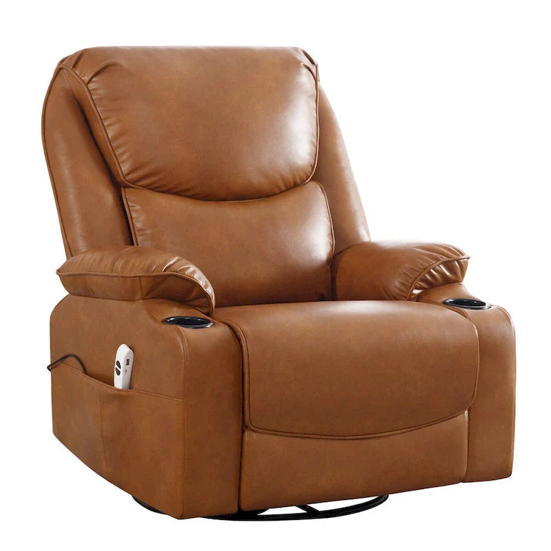 HOMYKA 34.2-Inch Wide Faux Leather Swivel Rocking Power Recliner Chair with USB Charging Port - image 15
