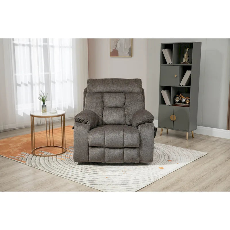 Gray Chenille Power Lift Recliner with Massage and Concealed Cup Holder - image 3