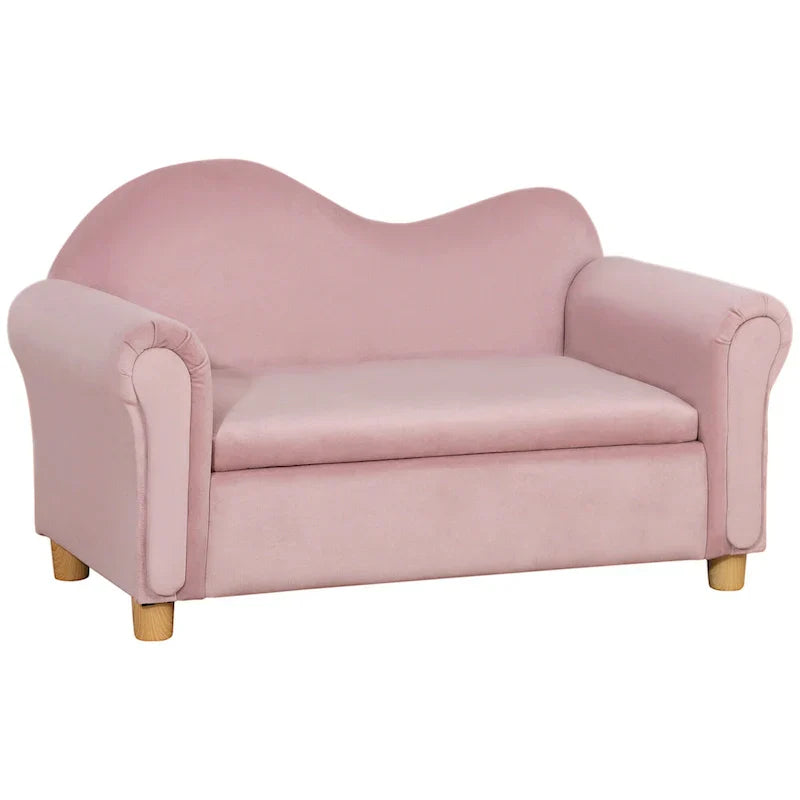 Qaba Kids Sofa with Wooden Armrests - Toddler Couch for Preschool and Kindergarten Rooms Featuring Hidden Storage - image 13