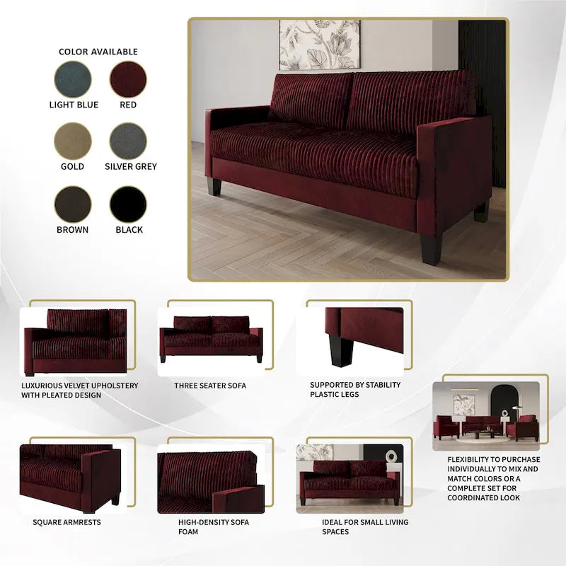 CraftPorch Velvet Upholstered Mid-Century Modern Corduroy 2-Piece Living Room Set - image 29