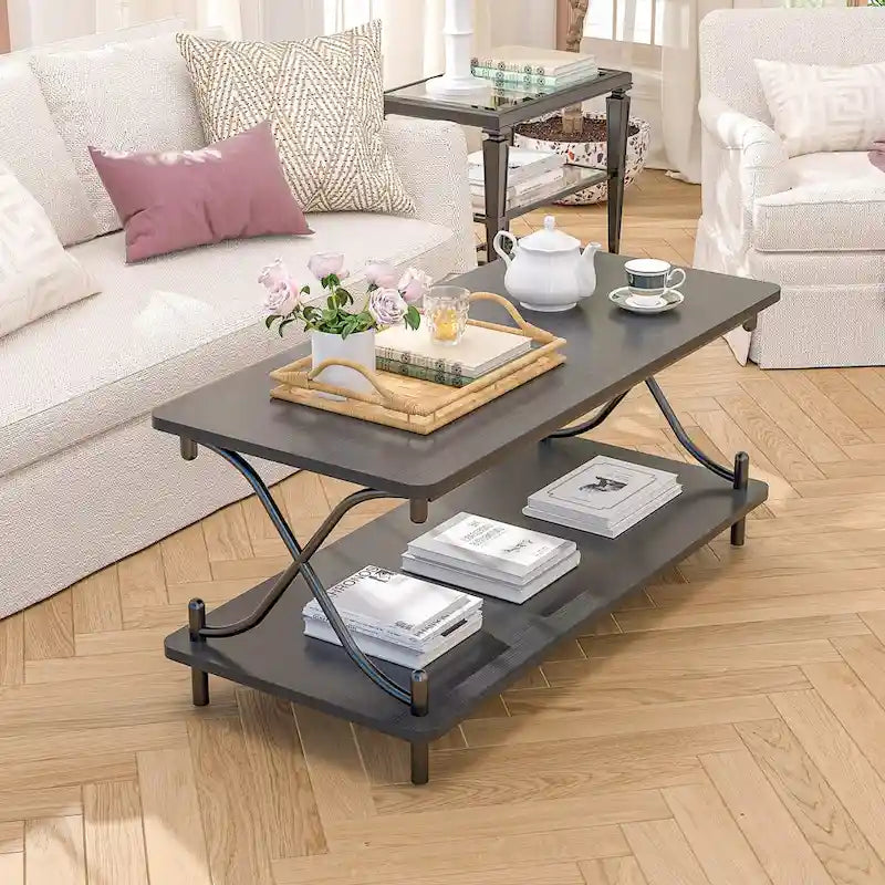 Javlergo Contemporary 3-Piece Living Room Coffee Table Set: Includes Wood Coffee Table and Two End Tables - image 4