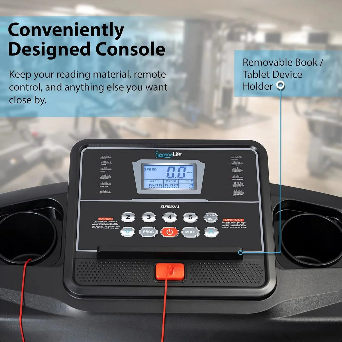 SereneLife Folding Treadmill - Foldable Home Fitness Equipment with LCD for Walking & Running - Cardio Exercise Machine - Preset and Adjustable Programs - Bluetooth Connectivity - image 5