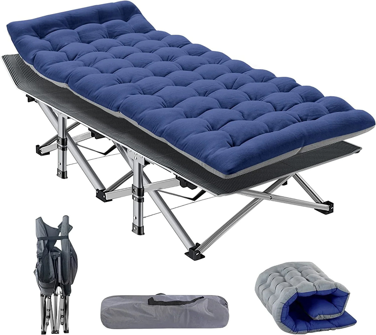 Slsy Folding Camping Cot for Adults, Folding Cot Bed for Sleeping with 2 Sided Mattress & Carry Bag, Tent Cot, Supports 880 lb - image 10