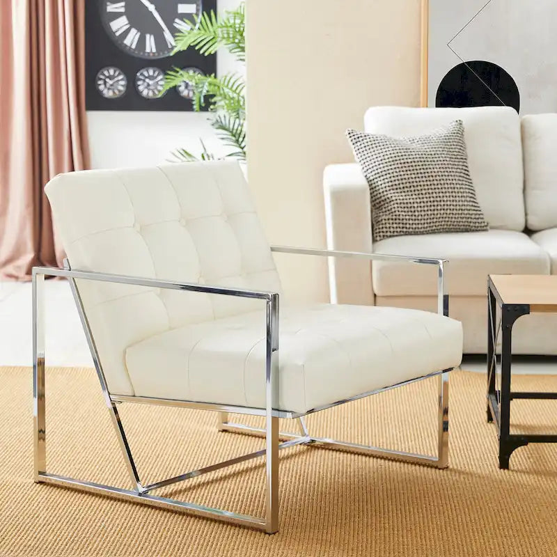 Glitzhome Set of 2 Mid-Century Tufted Accent Chairs in 29.25W PU Leather - image 39