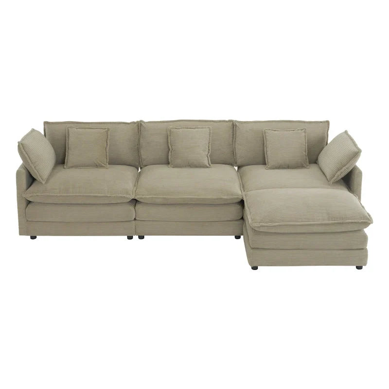 112.6-Inch Corduroy Upholstered L-Shaped Modular Sectional Sofa with Convenient Side Storage Pockets - image 26