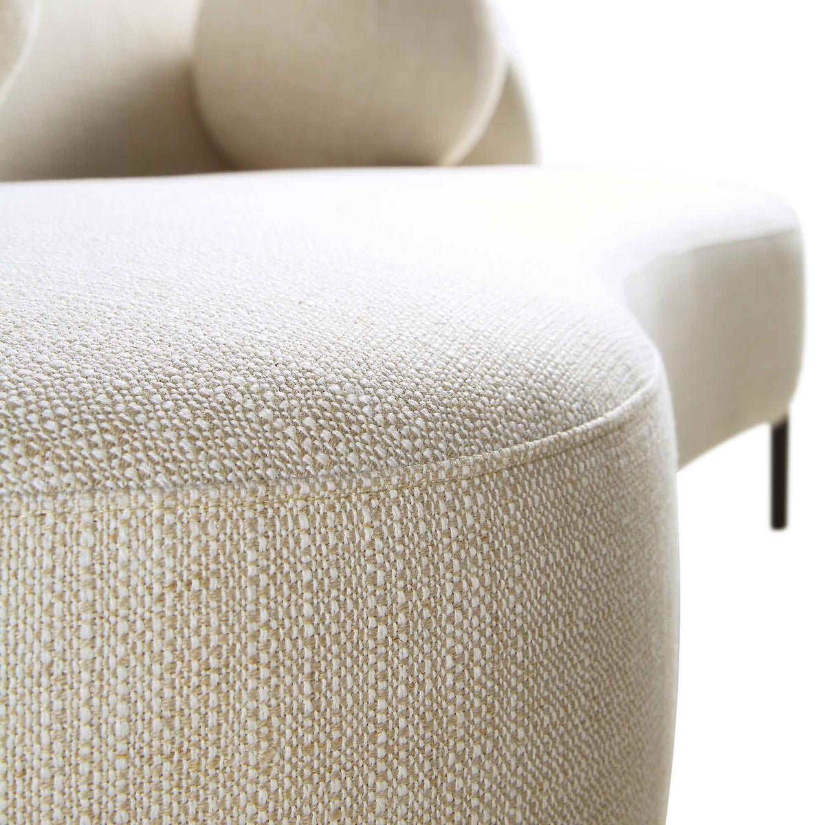 3-Seater Curved Sofa with Ball Cushions, Beige Linen Blend - image 14