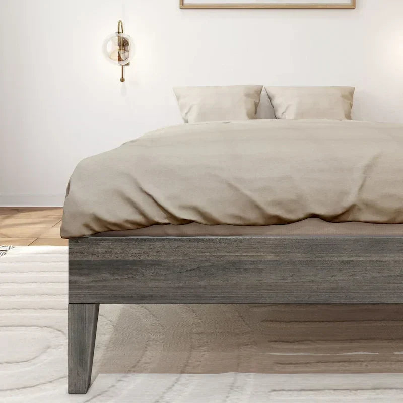Full-Size Platform Bed with Plank and Beam Design - image 7